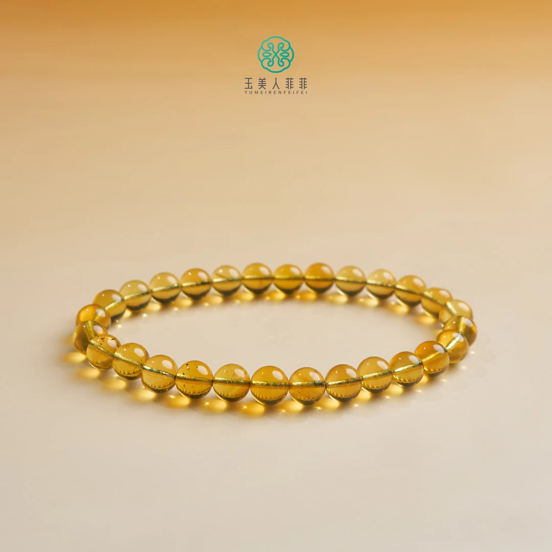 石惑珠宝/^琥珀单圈圆珠手串约6mm+多样性发一