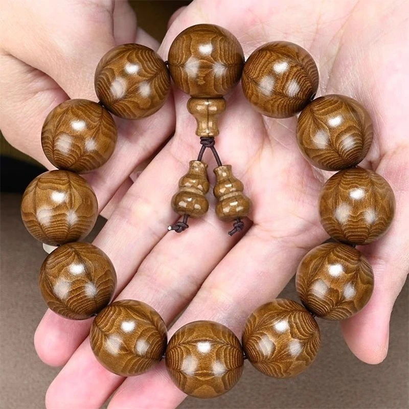 天然六道木手串莲花纹文玩念珠老料降龙木108颗手链2.0男款盘珠