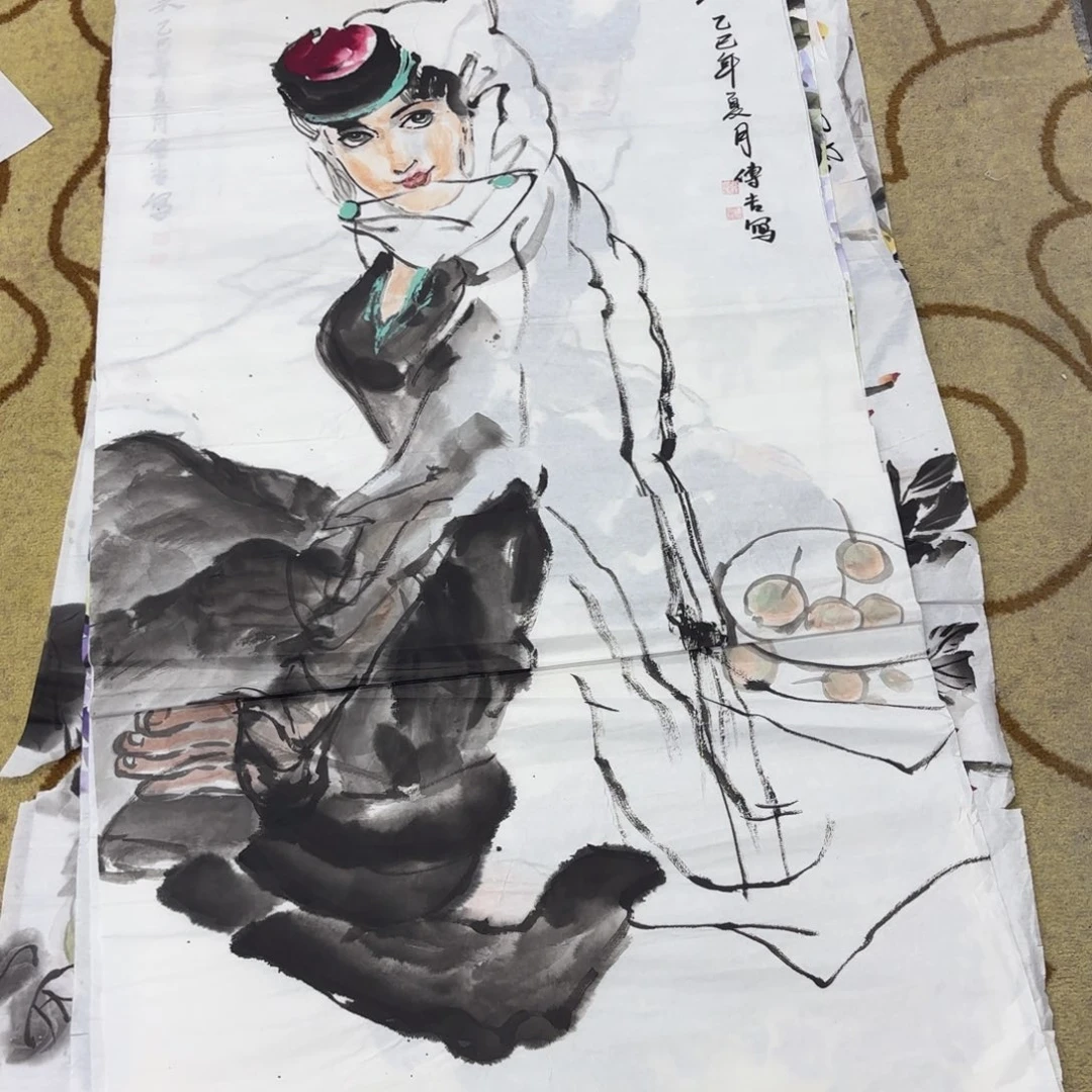 国画顾传吉四尺人物作品童