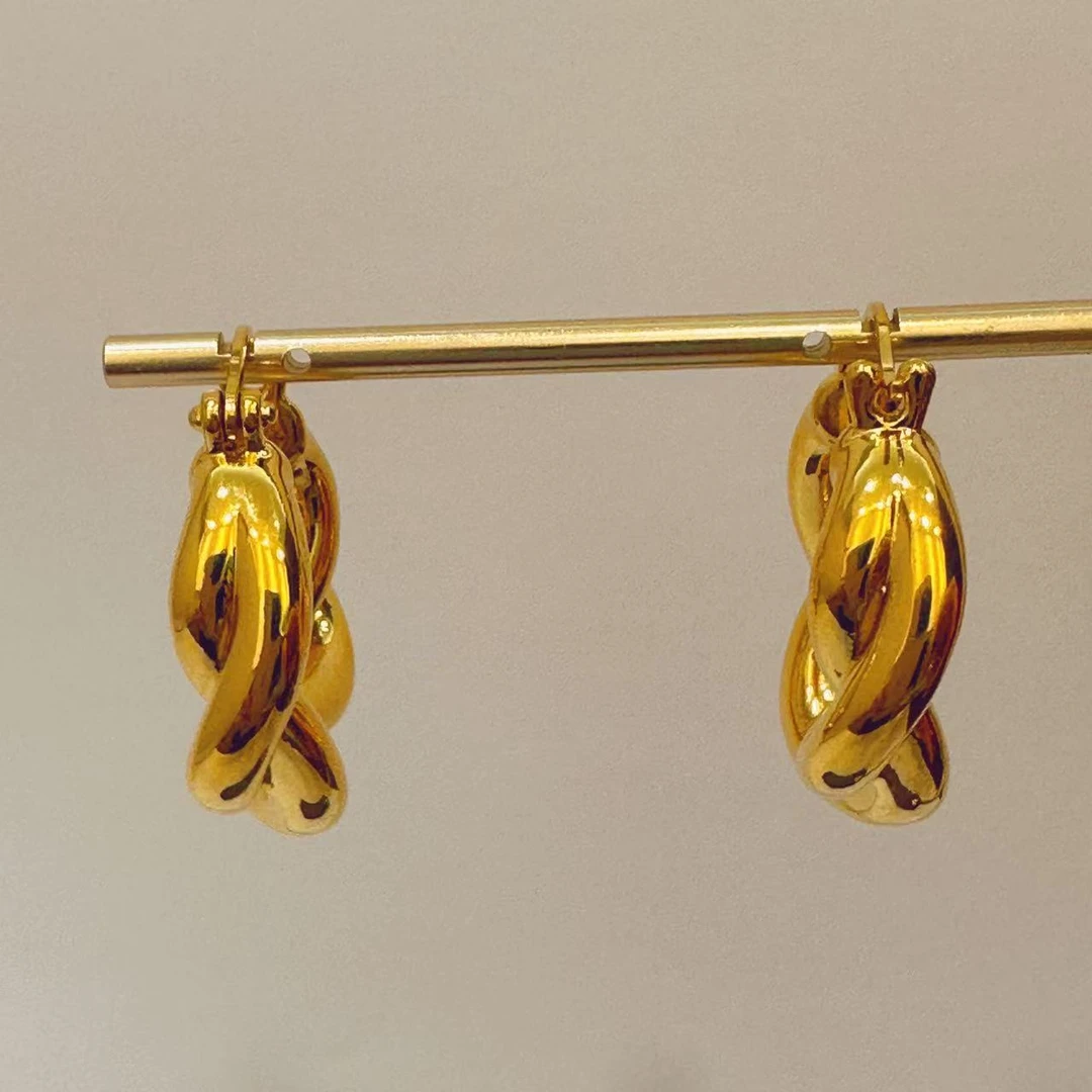 足金麻花耳圈时尚百搭54