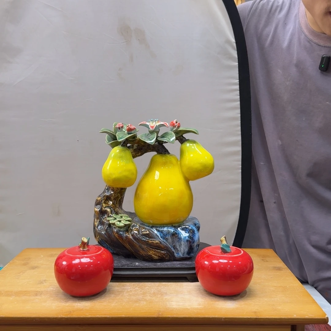 陶瓷柚子加苹果底座