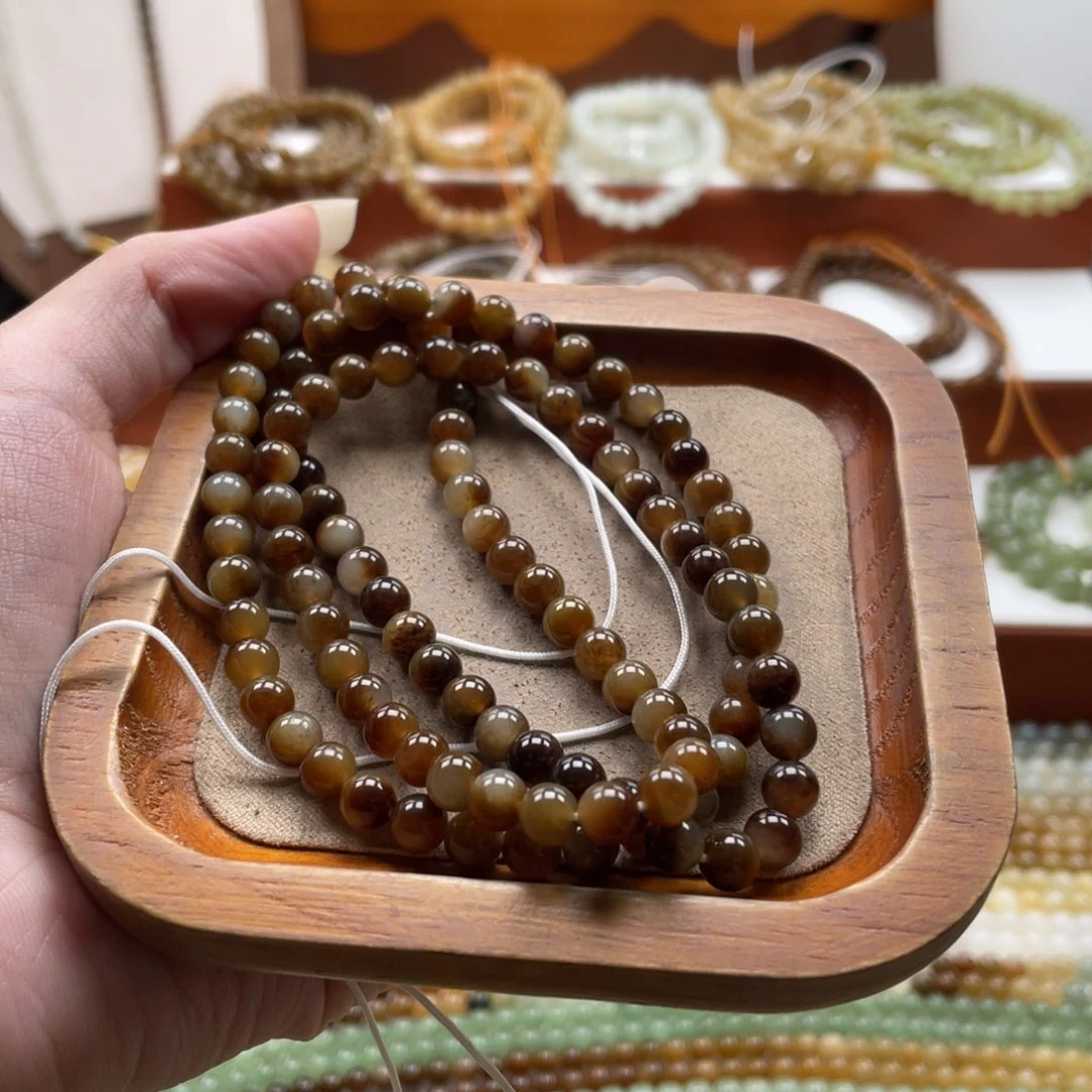 和田玉未镶嵌毛衣链珠串6mm