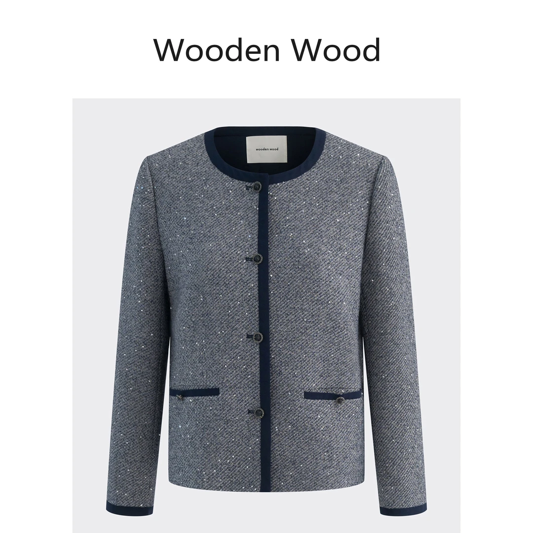 Wooden Wood“圣彼得堡”高端亮片闪闪拼接设计外套W24QS1015