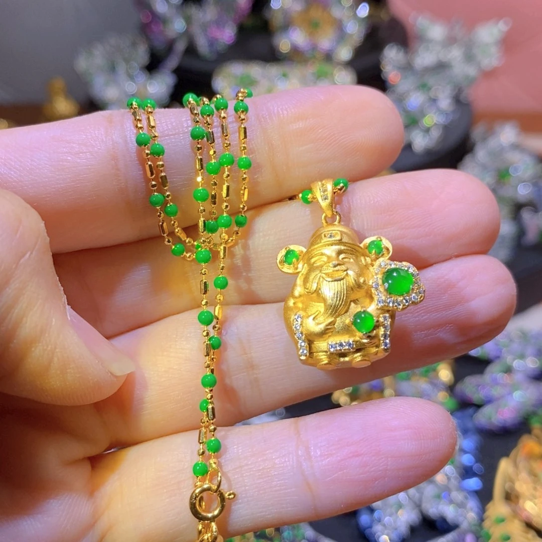 吊坠(不含链)银S925镶嵌翡翠