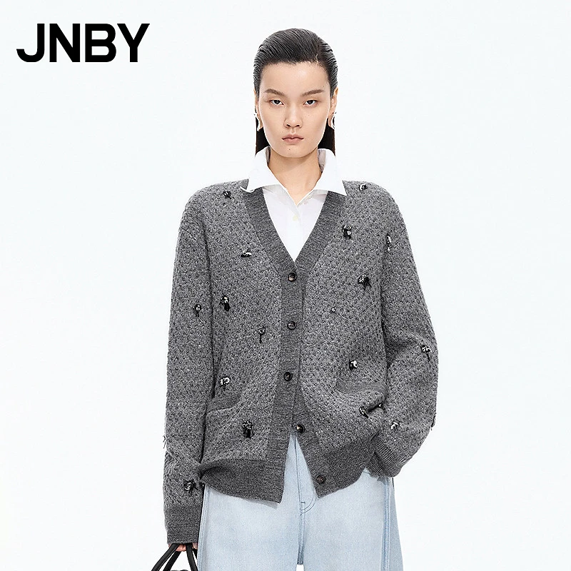 【商场同款】JNBY/江南布衣25秋新品毛针织衫V领开襟5P9313730