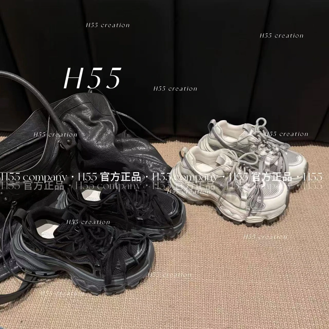 H55-末世小恶魔｜超显脚小的做旧擦色废土风老爹鞋5cm43-2805【M】