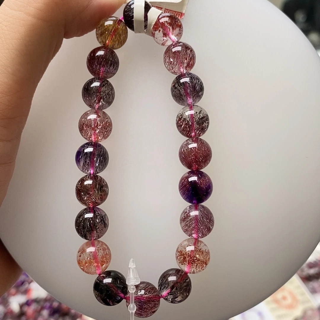 水晶手链未镶嵌j720黑加仑超七9+