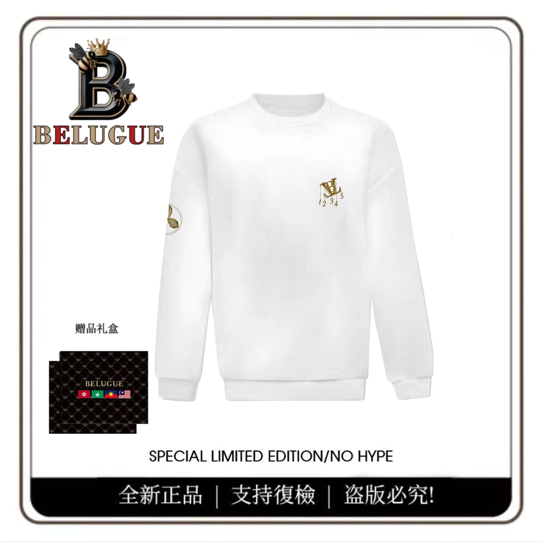 BELUGUE2024男士时尚潮流百搭三叶草字母款卫衣