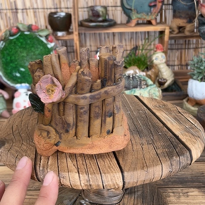 品种粗陶高温釉下彩花盆