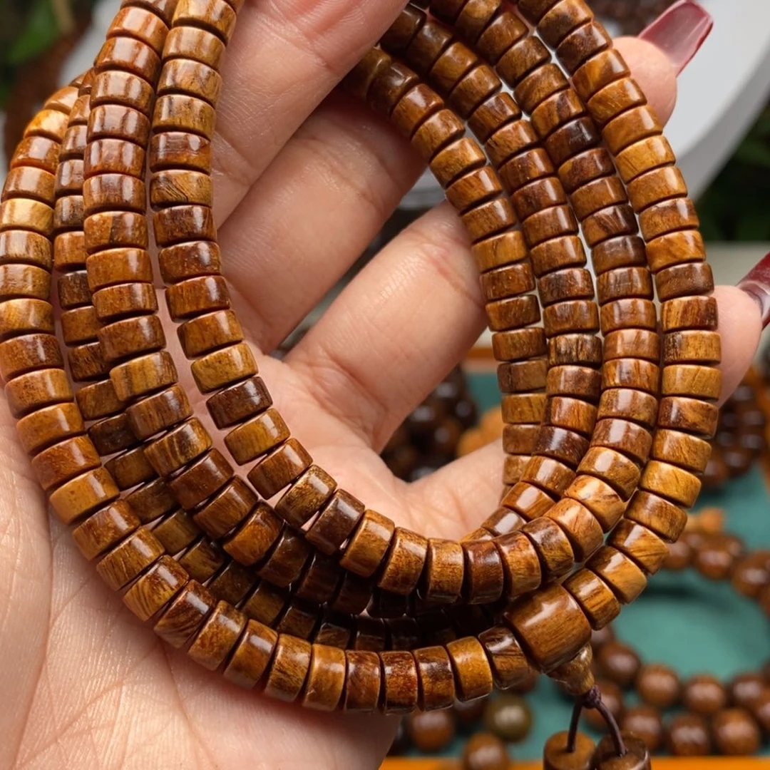 贡木手串/手链福*贡木4×7片珠留疤