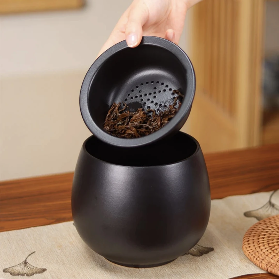 创意大容量茶渣缸带盖茶道陶瓷桌面废水缸过滤罐家用茶具洗杯神器