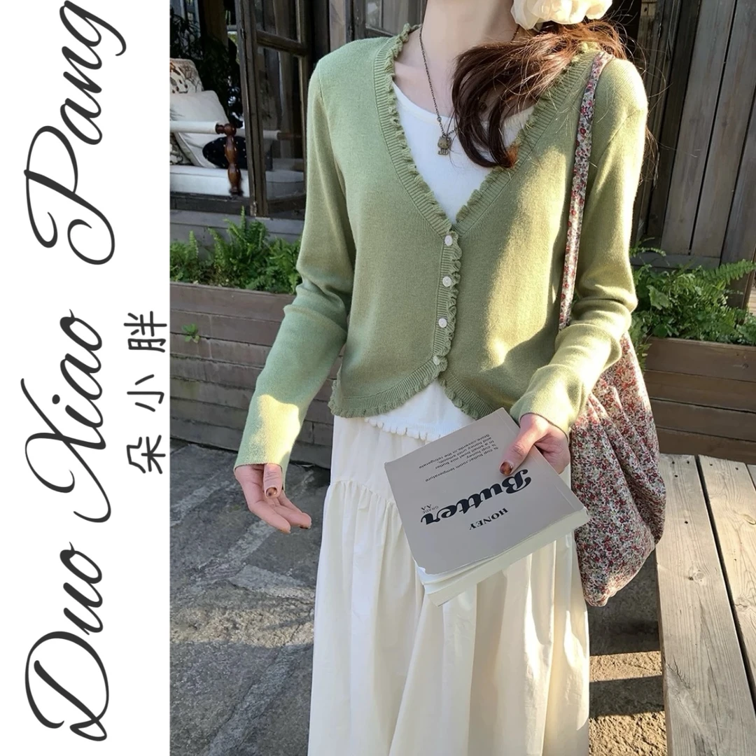 大码假两件韩版时尚软糯外套显瘦胖mm开衫百搭宽松女长袖针织衫