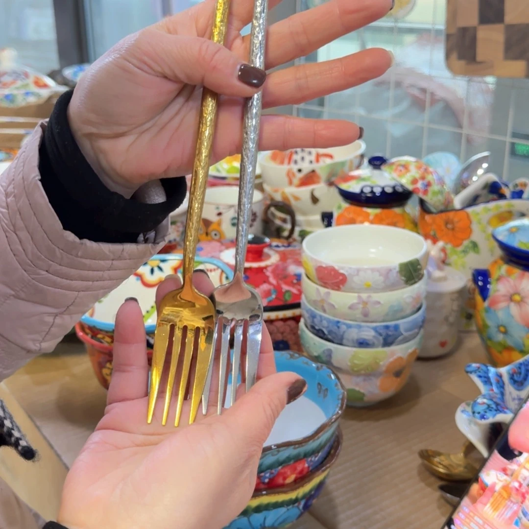 陶瓷高档304不锈钢叉子两只看图