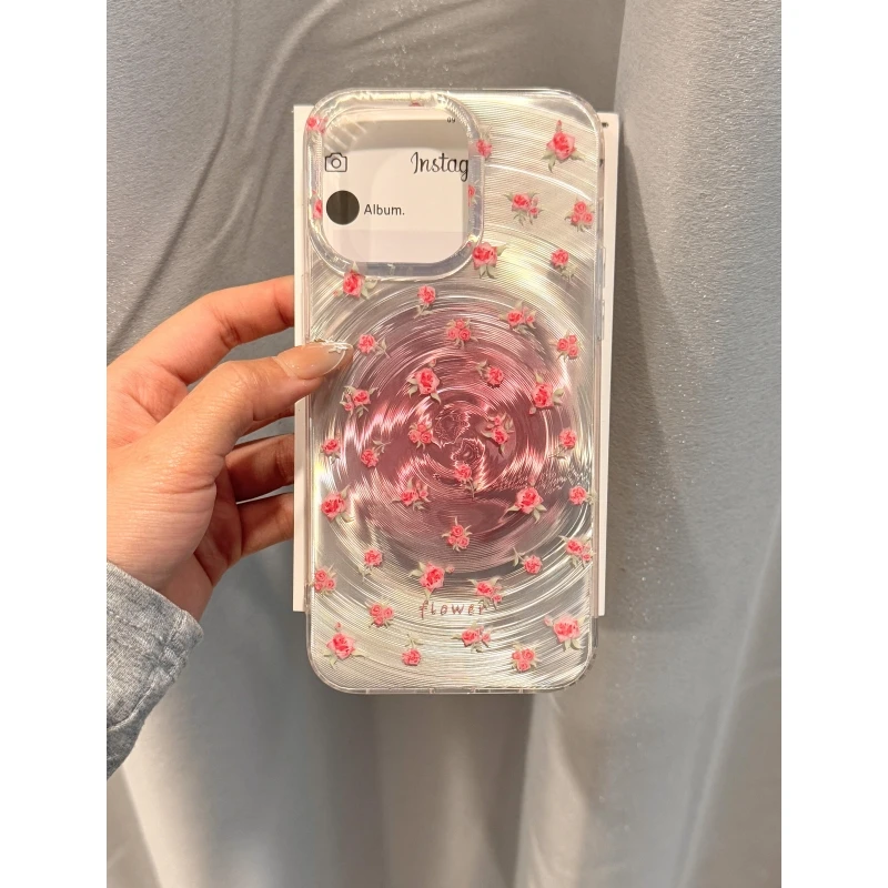 奥菲顿旋风粉晕染玫瑰适用iPhone16/15promax苹果12手机壳14/13套