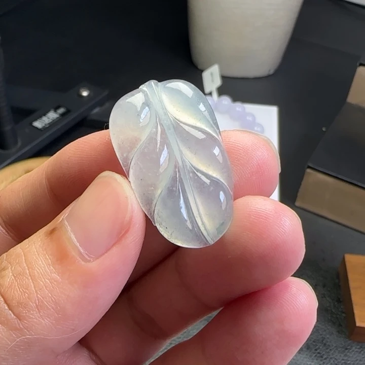 未镶嵌定制翡翠冰乌鸡叶子