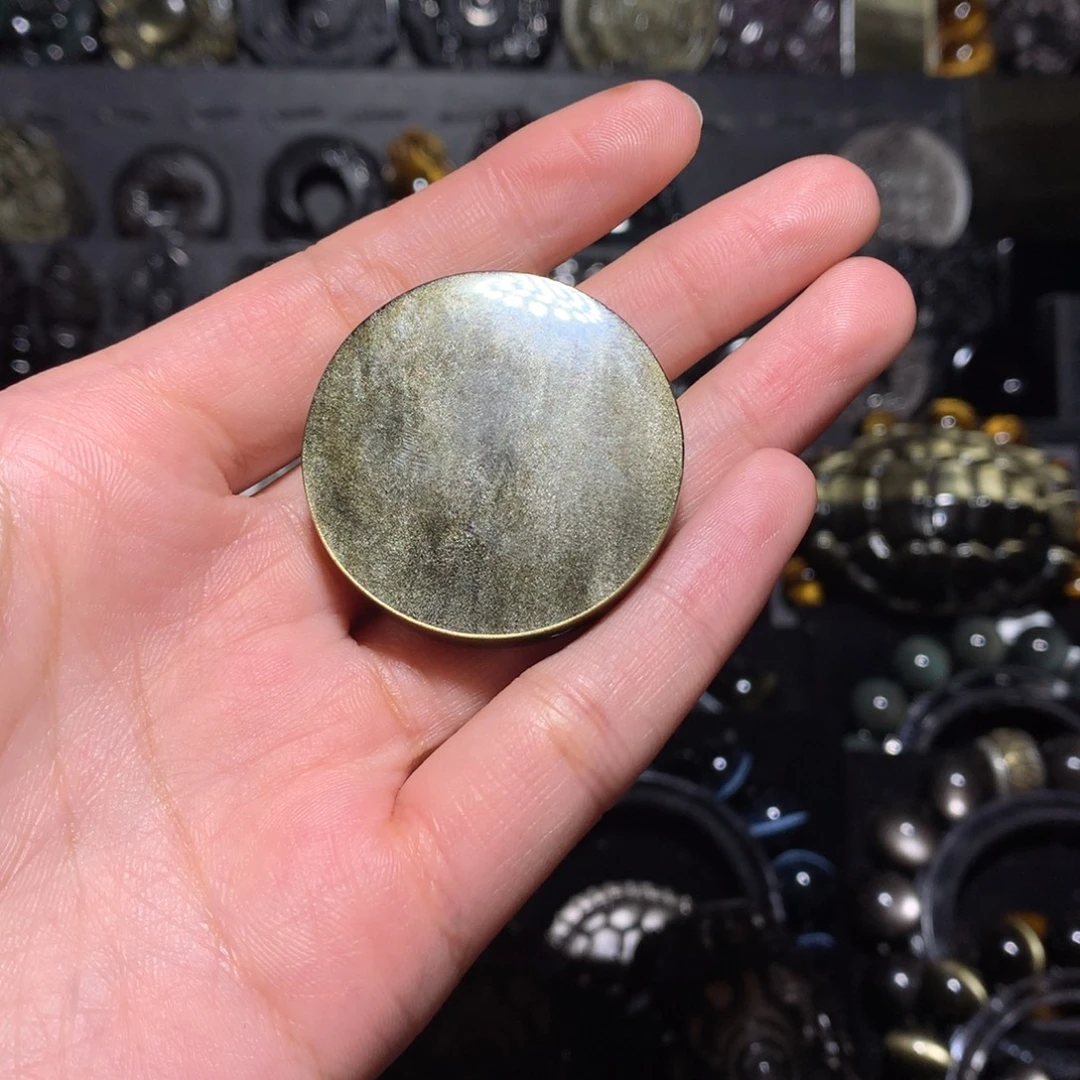 青***文黑曜岩未镶嵌珠宝奇石