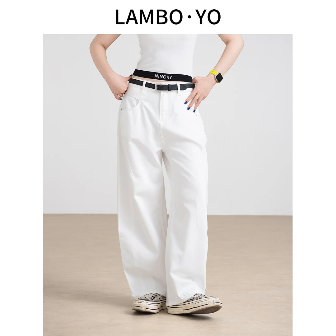 LAMBOYO2025秋季苏梅岛季风休闲高级直筒裤