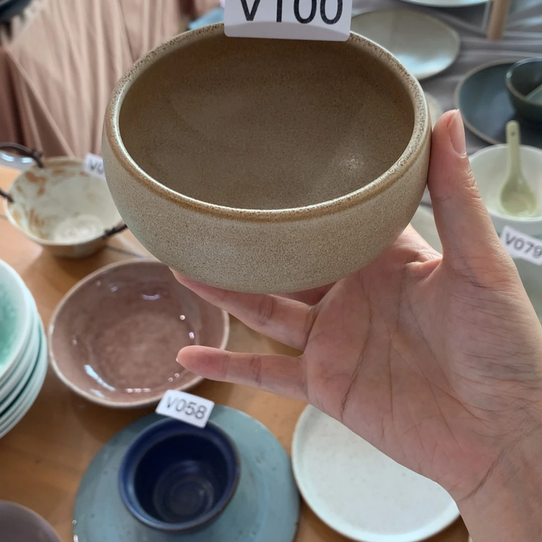 陶景德镇粗陶复古盘碗微瑕