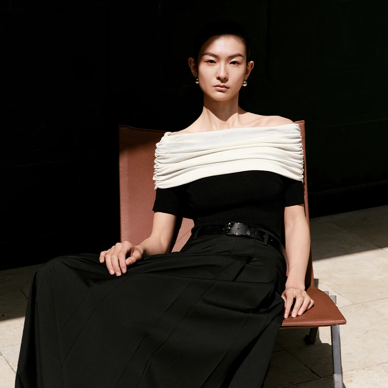 【毛衫】【商场同款新品】艾诺丝雅诗 一字领中袖毛衫  AR803059