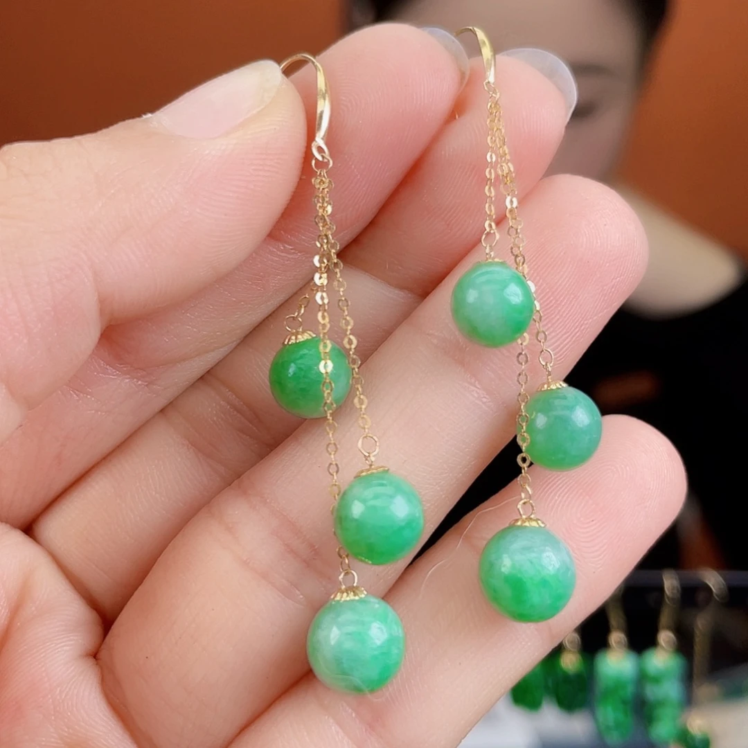 翡翠18K金镶嵌耳饰