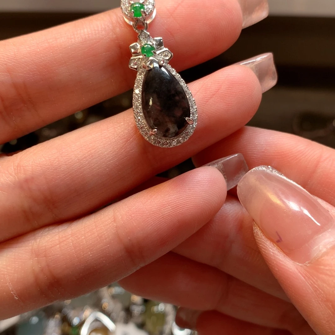 翡翠银S925镶嵌颈饰吊坠556