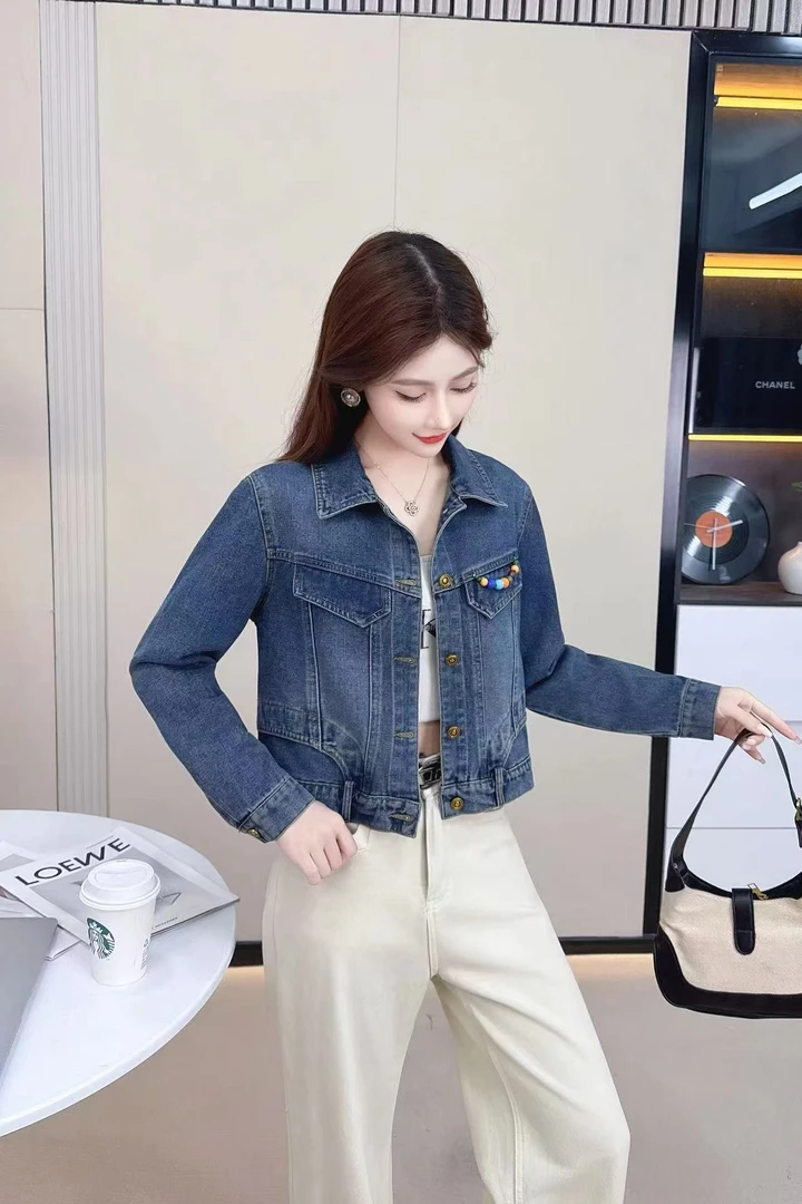 女短外套秋季大码拼接牛仔外套牛仔衣女士百搭韩版