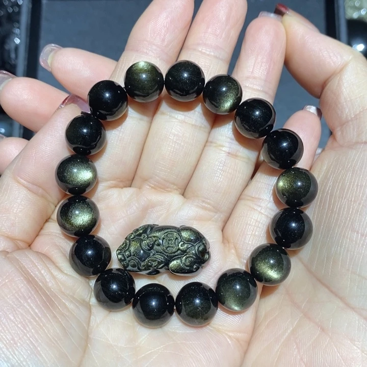 黑曜岩手链未镶嵌和****安