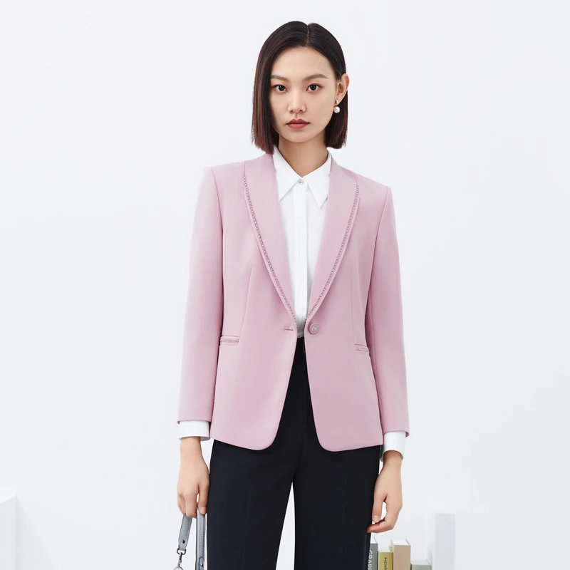 娜尔思商场同款淡红色西装早秋修身通勤外套NA02391A1