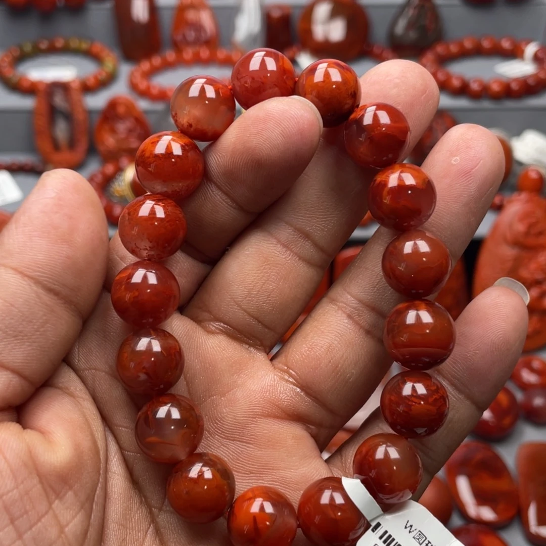 南红玛瑙未镶嵌珠宝奇石单圈12