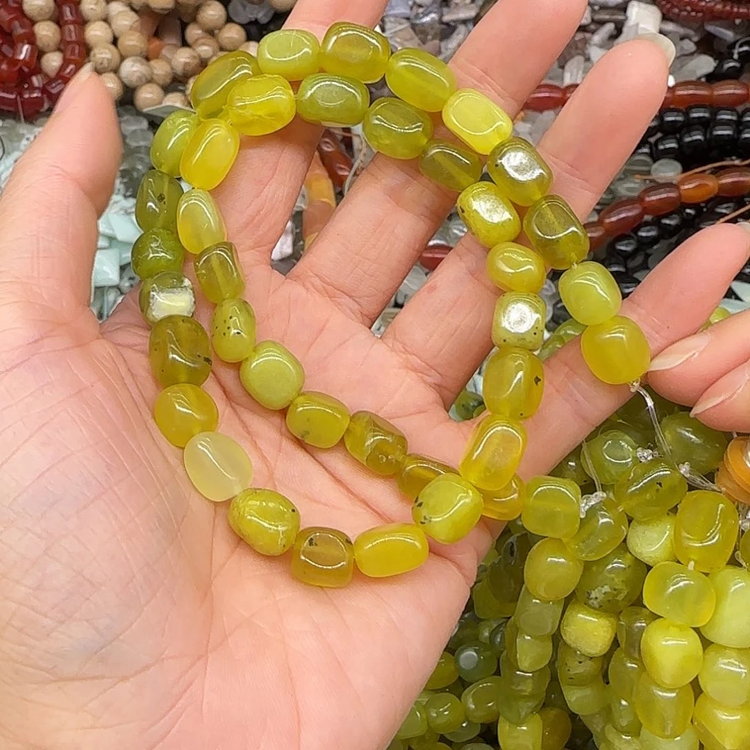 玛瑙/玉髓合金珠宝半成品老岫玉7mm圆不定一条