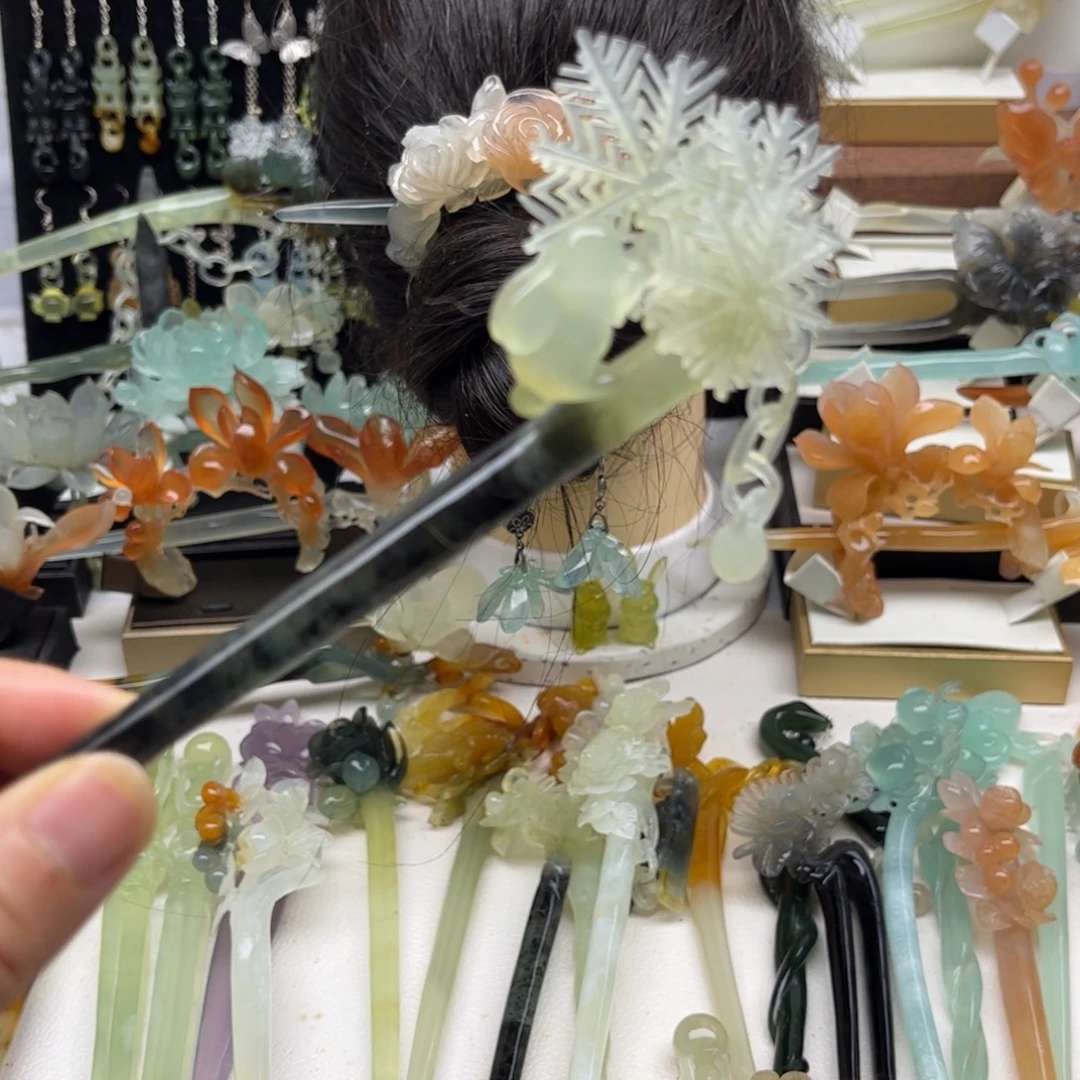 蛇纹石玉合金发簪