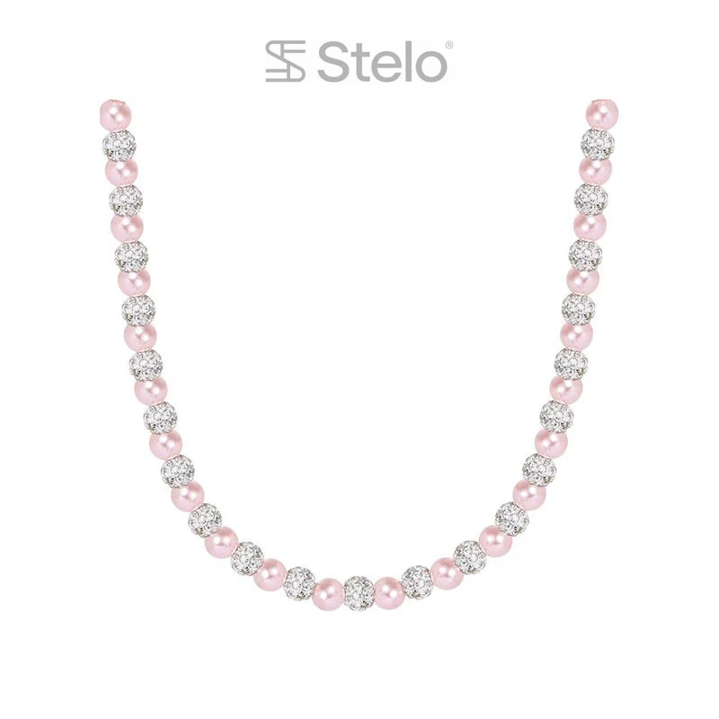 铜合金项链 STELO原创设计满锆珍珠项链女