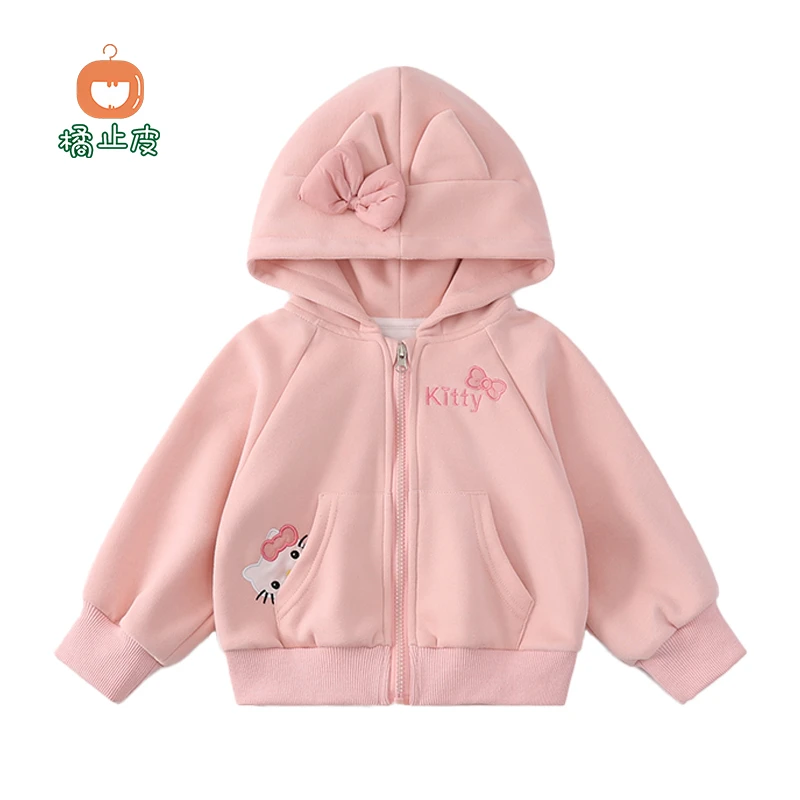 橘止皮 女童连帽卫衣2025春季儿童kt刺绣外套CW257653