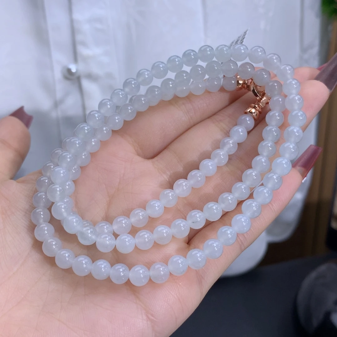 翡翠手链未镶嵌卡5.6冰胶白月光