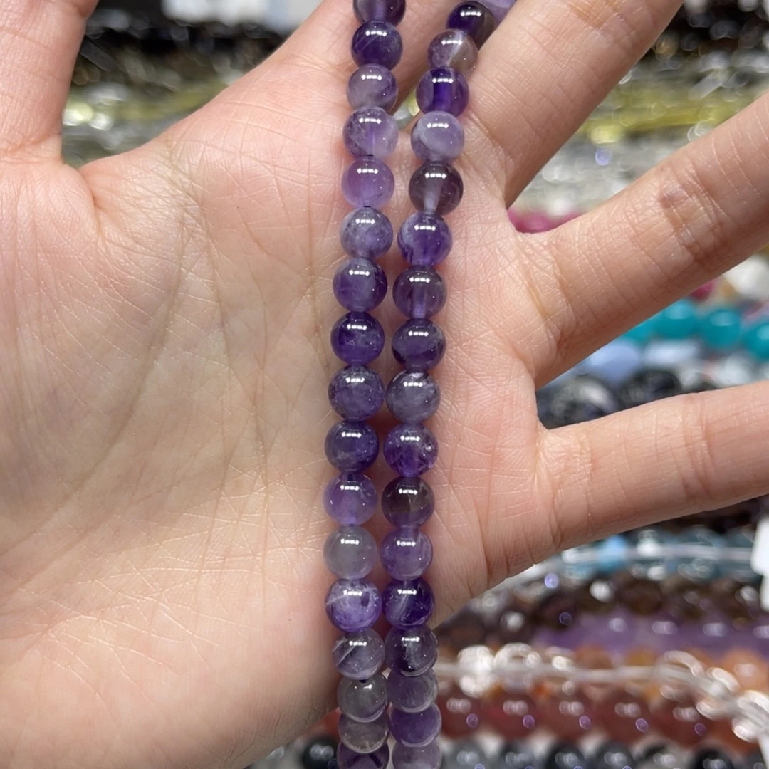 玛瑙/玉髓散珠天然紫水晶卡6.8长条38厘米