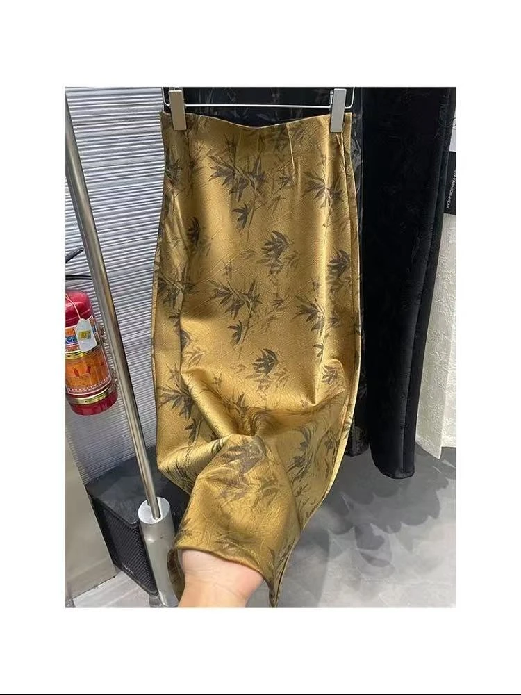 缎面半身裙新款夏季高腰显瘦气质中长款包臀裙子885188