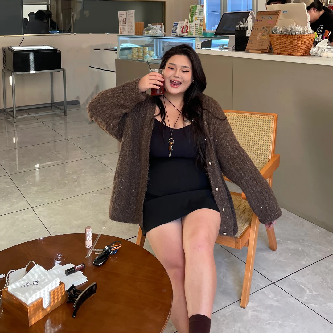 秋冬慵懒风毛衣外套女新款小个子宽松针织开衫中长款灰色加厚外穿