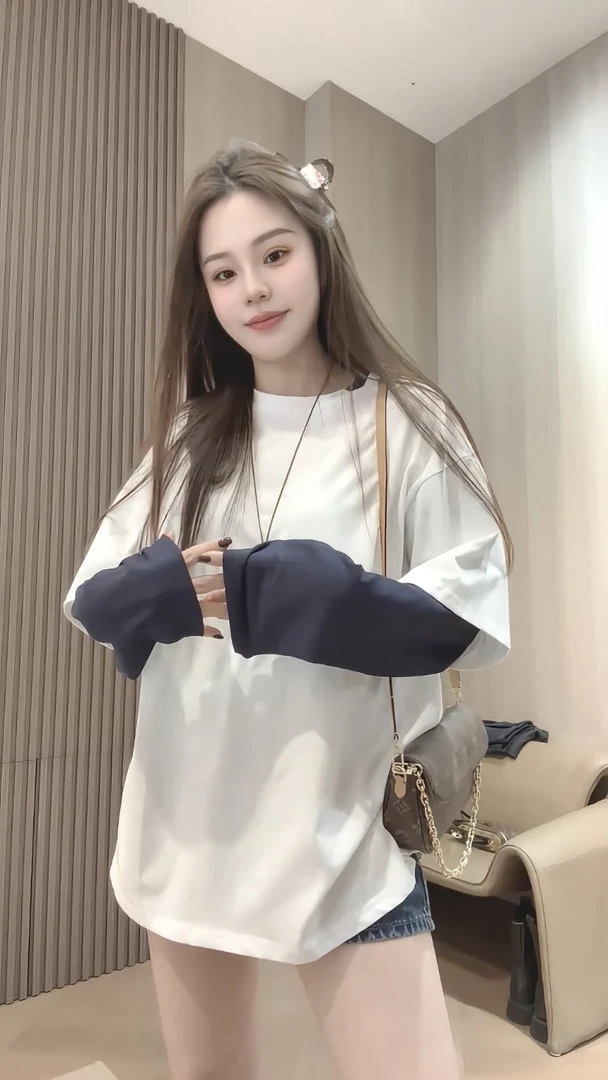 欧洲站2025秋新款韩版撞色拼接假两件t恤女时尚宽松显瘦百搭上衣