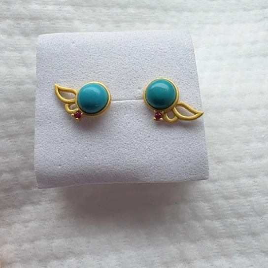 尺寸：7➕绿耳钉耳饰一对