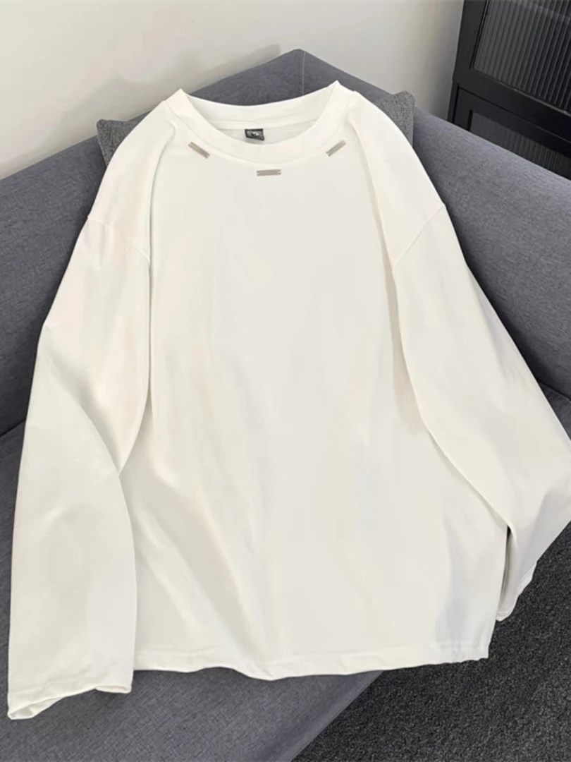 【小妮】重磅长袖卫衣设计感小众铆钉设计款复古针织T恤-W67