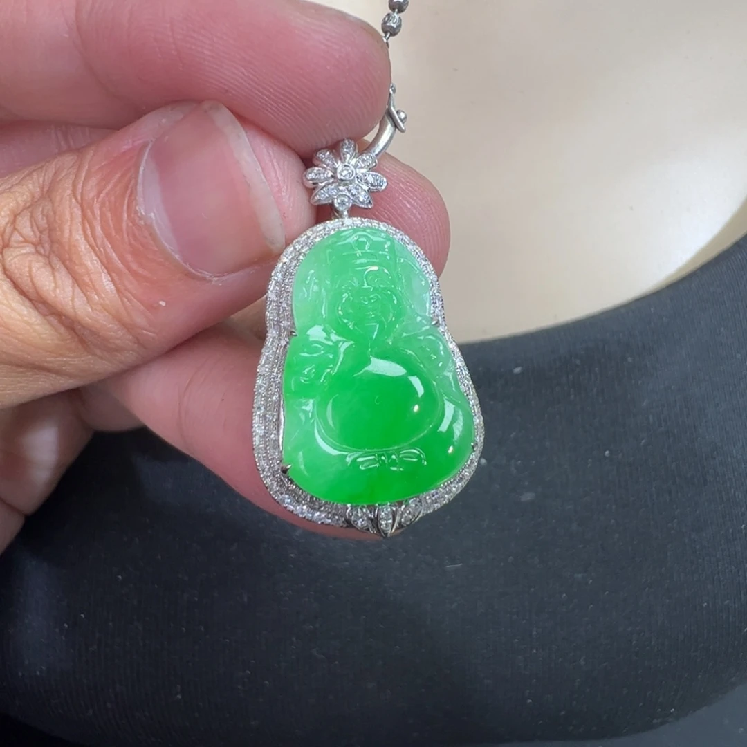 翡翠18K金镶嵌吊坠(不含链)