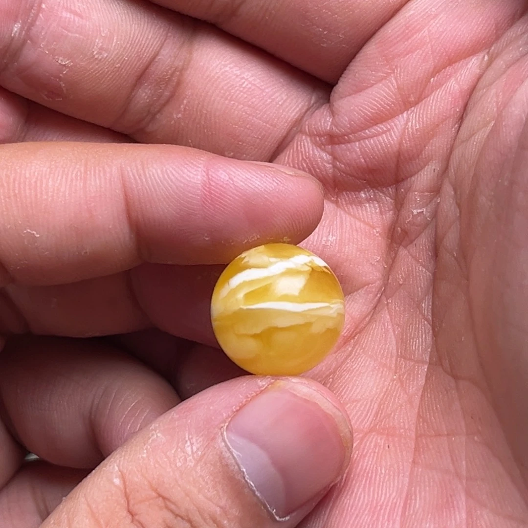琥珀未镶嵌裸石蜜蜡圆珠16.7