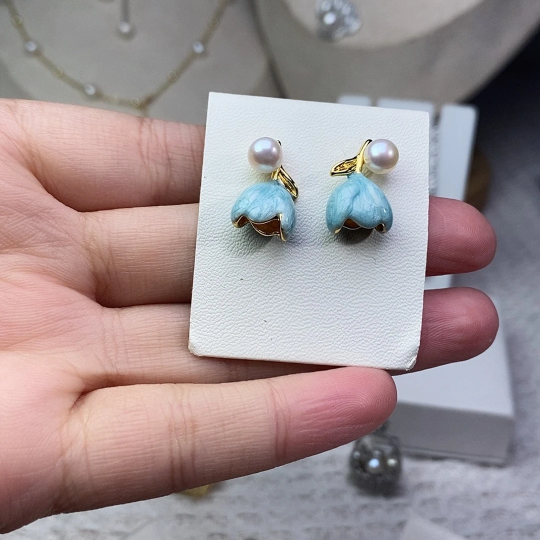 淡水珍珠耳饰银S925镶嵌