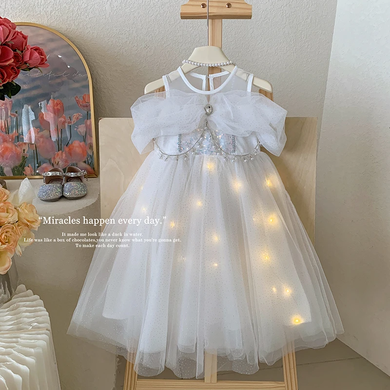 【本妈】’冰雪的精灵”女童夏季bing亮片网纱公主连衣裙88D06 35