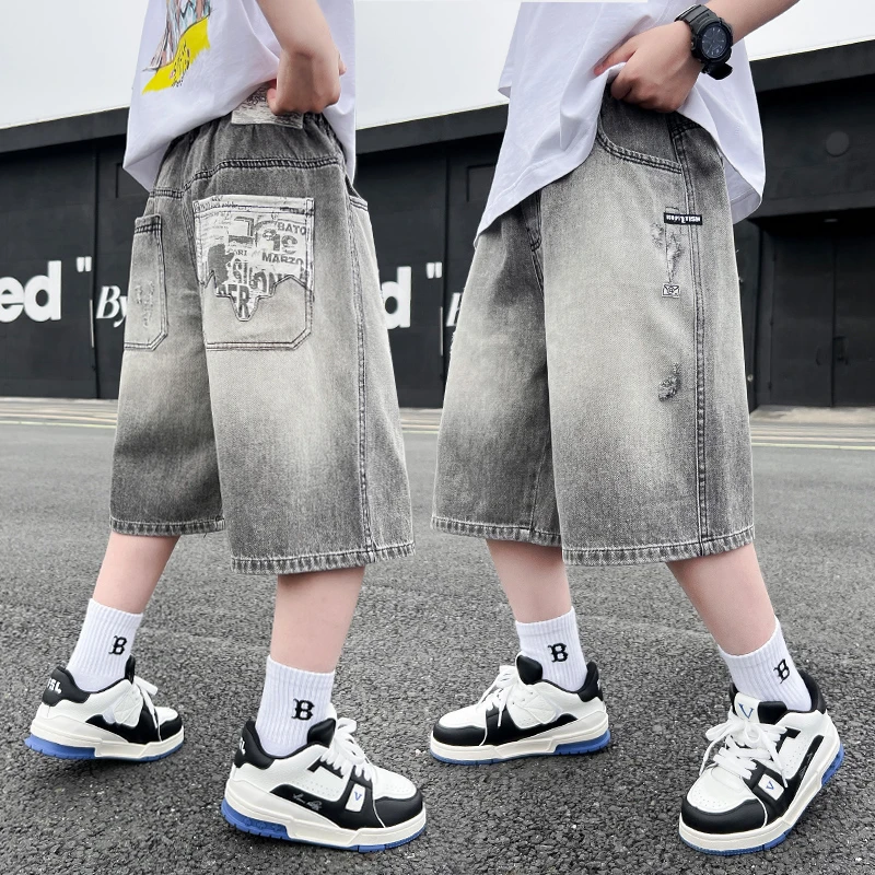 男童牛仔短裤夏季薄款宽松2025中大童休闲韩版五分裤儿童夏装中裤