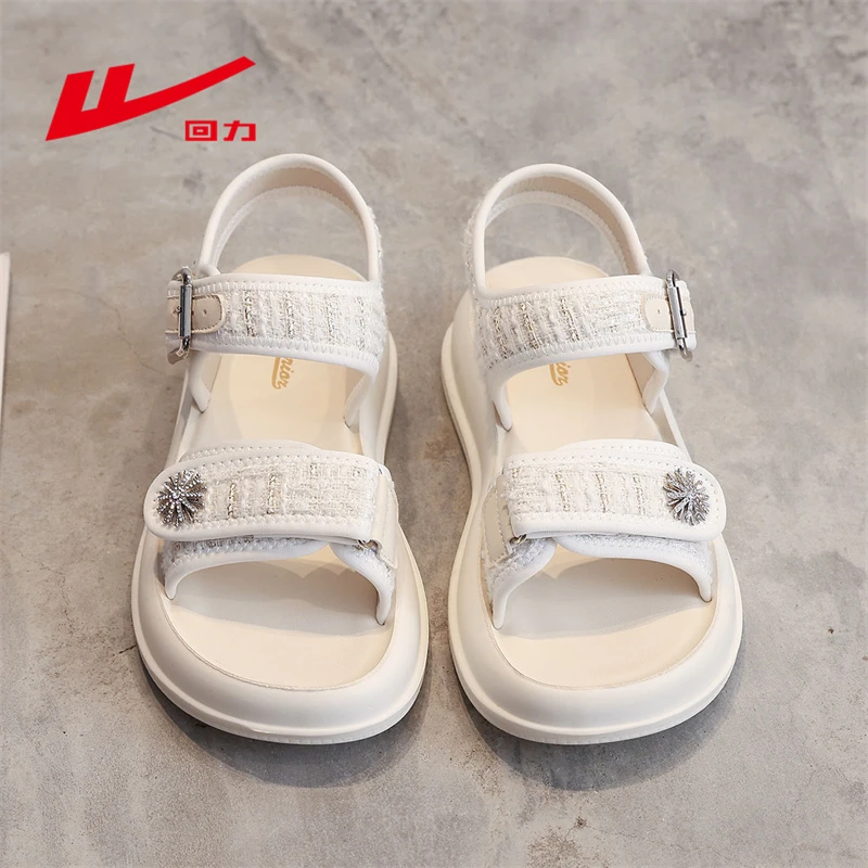 回力罗马风凉鞋女2025夏季新款时尚仙女风百搭增高露趾沙滩凉鞋子