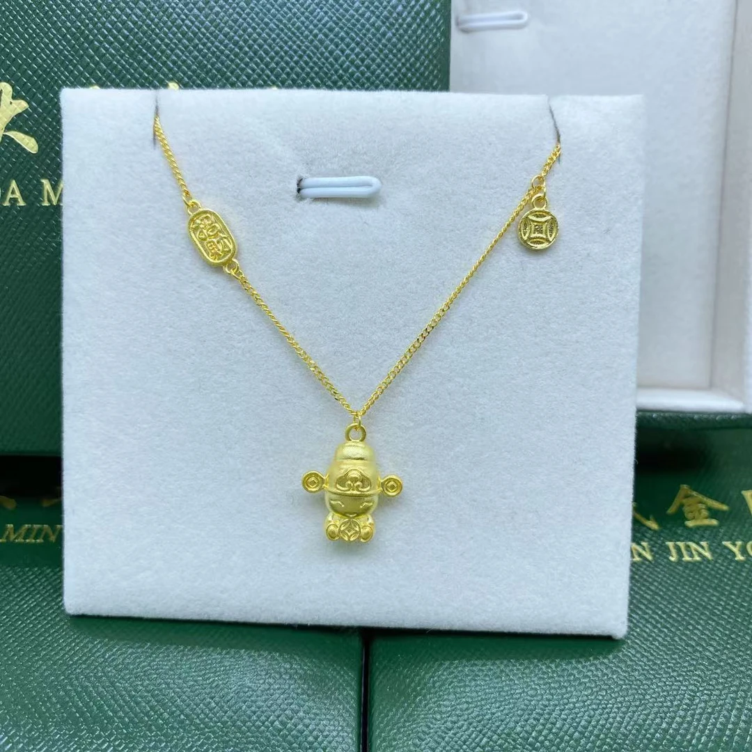 #7318黄18K金Au750管帽小财神精品套链时尚轻奢百搭