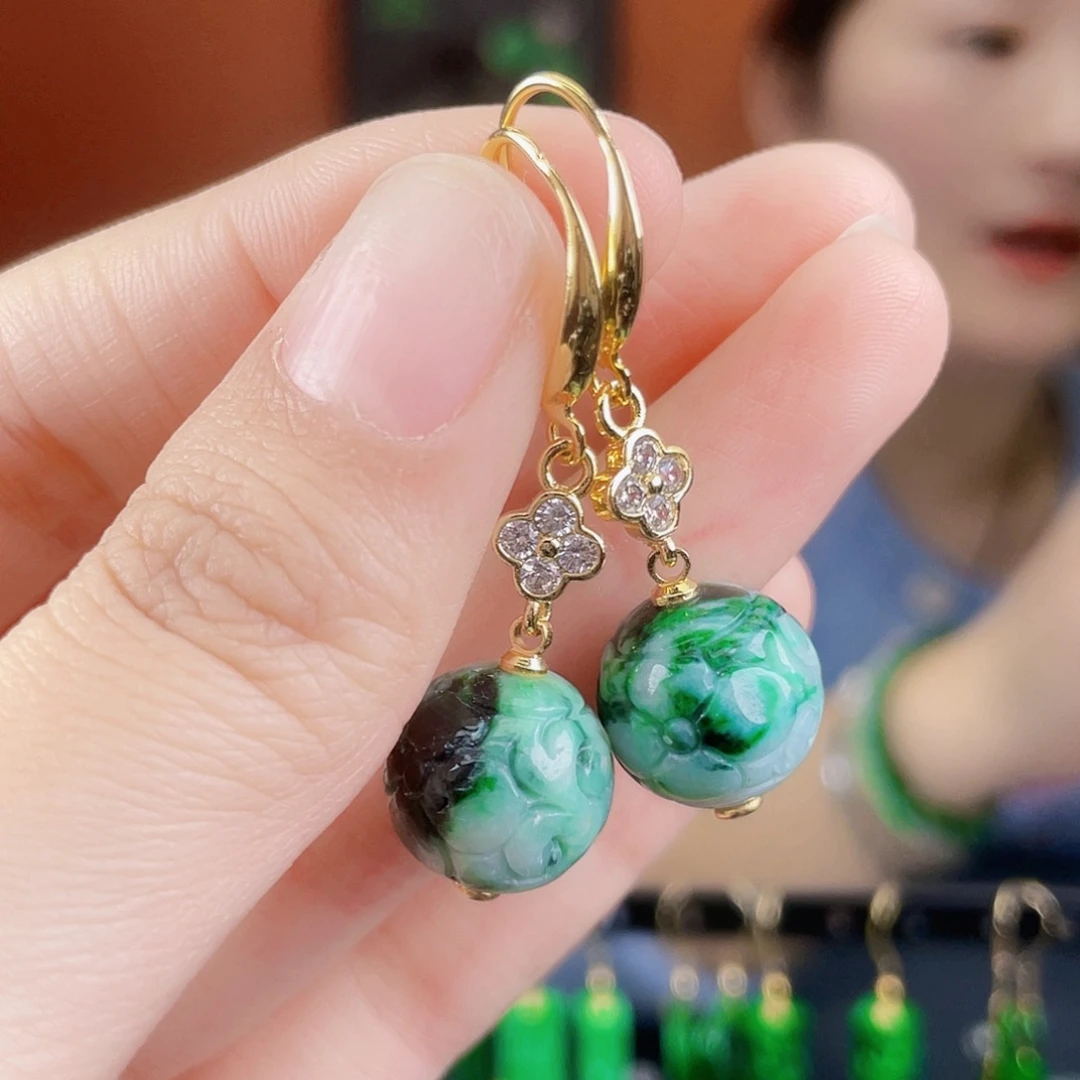 翡翠未镶嵌耳饰饰品