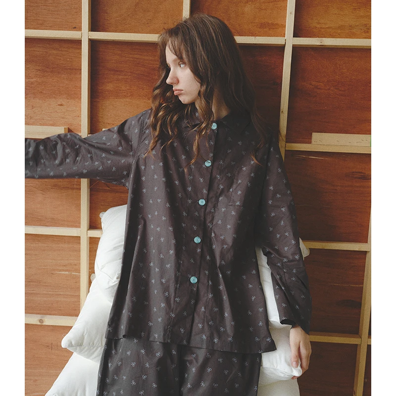 馍馍丨蝴蝶结亲肤60高支纯棉长袖长裤睡衣休闲家居服套装早春2025