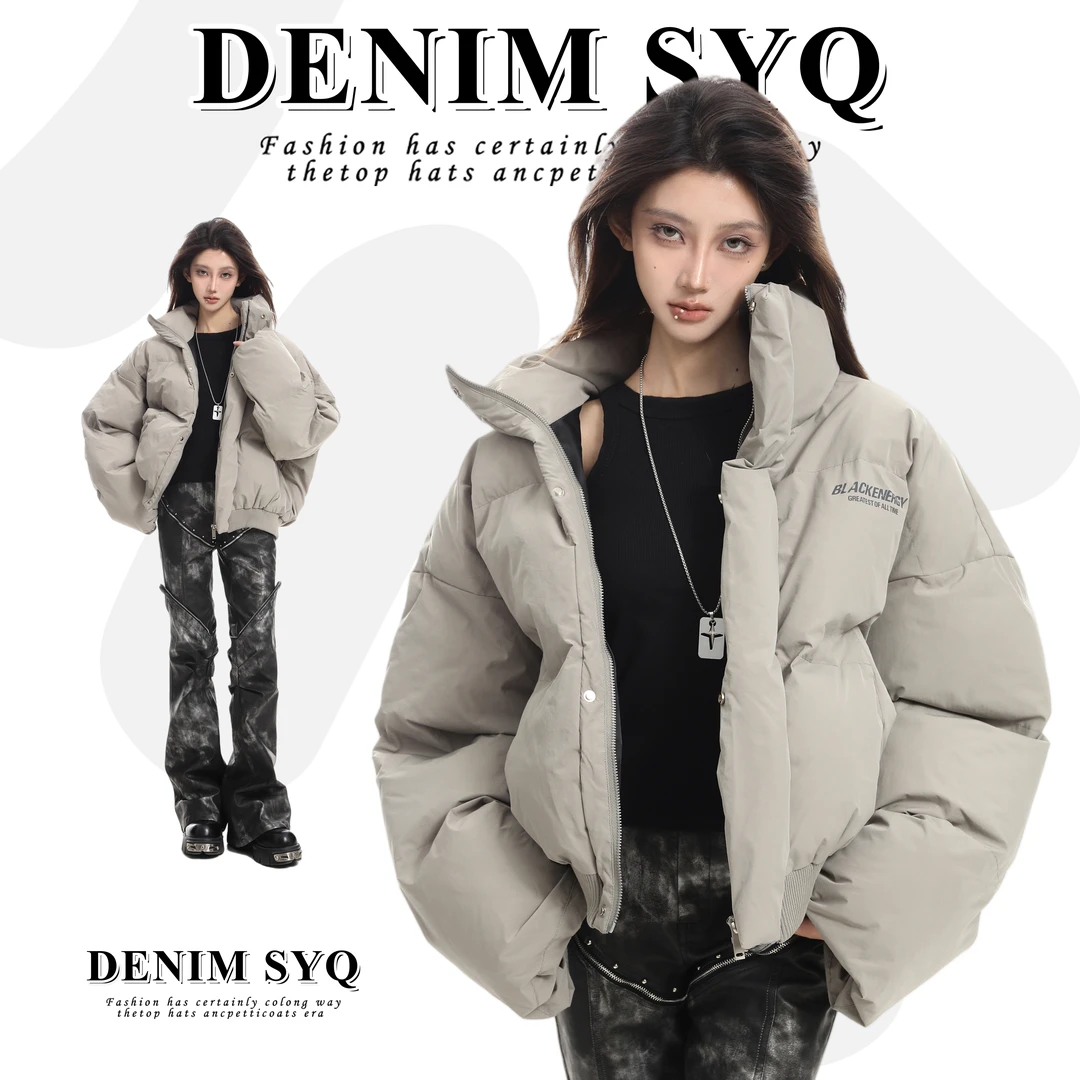 美式立领美拉德加绒加厚棉服女2024年新款冬季高级感短款棉服